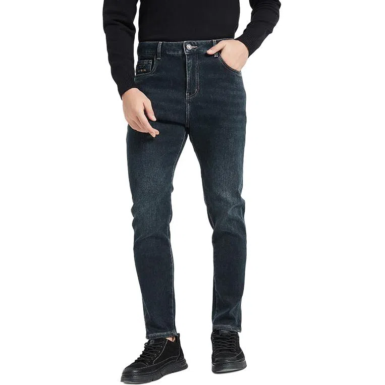 古鲨 轻奢耐磨刺绣潮流冬装牛仔裤 男款