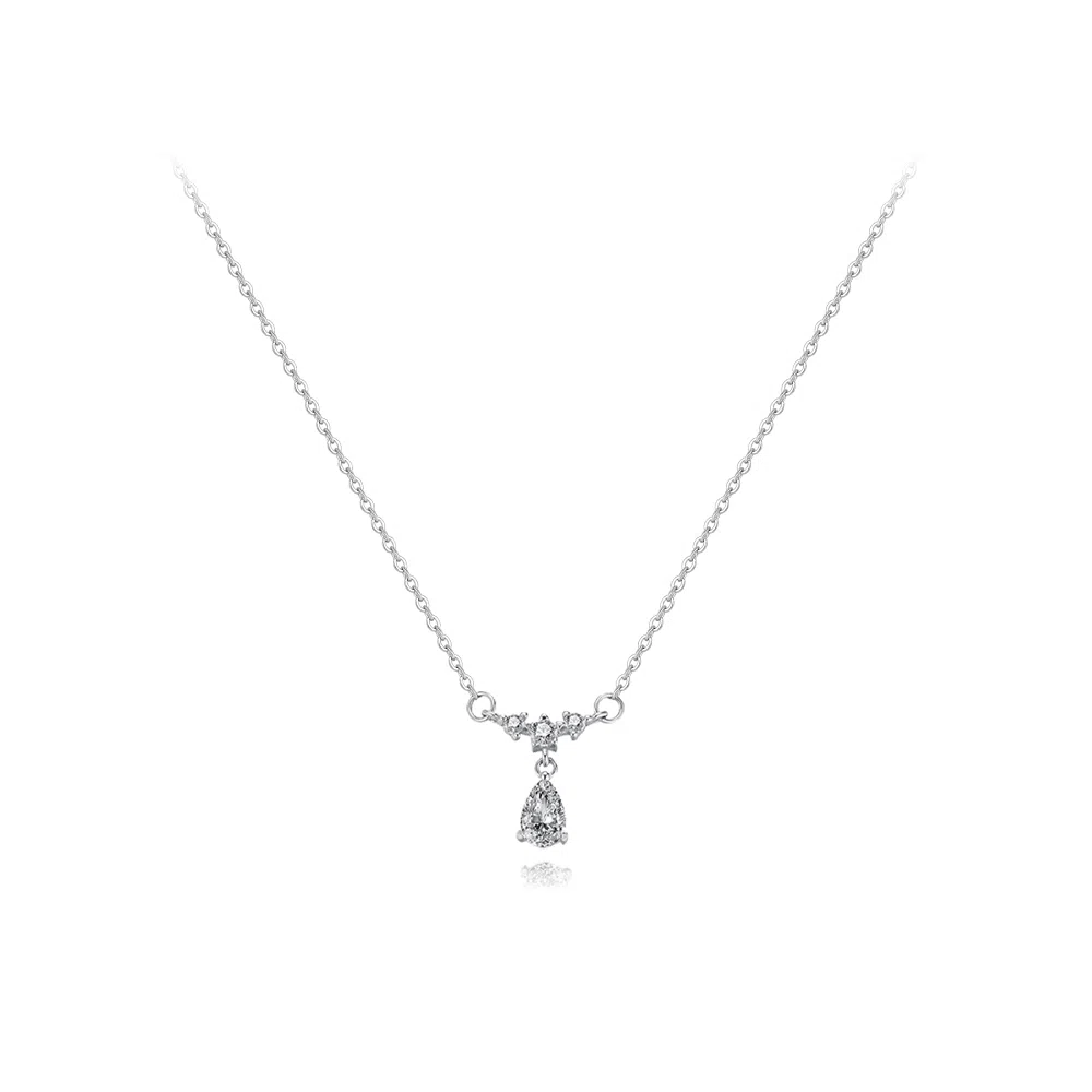 【纯银999】 六桂福珠宝 海洋之心 小众设计经典百搭精致高级感简约学生日常时尚轻奢约会通勤温柔气质可调节锁骨链 足银 项链 女款