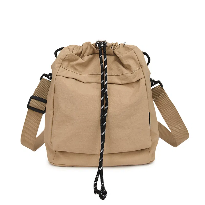 醇龙 百搭抽绳百搭学生简约水桶包潮流 尼龙 斜挎单肩包 男女同款情侣款 多色