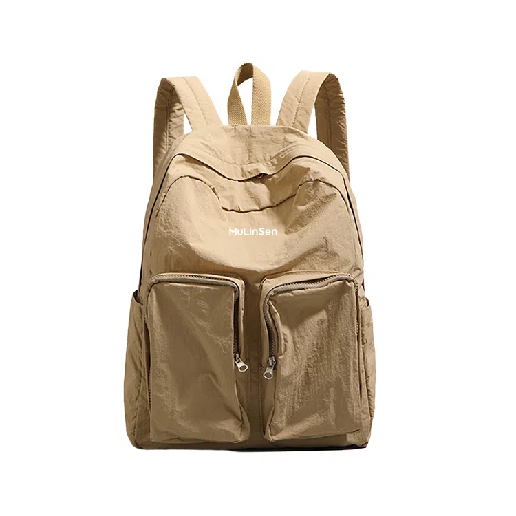 木林森 时尚简约纯色大容量上课通勤轻便防泼水 尼龙 双肩包 男女同款情侣款 多色