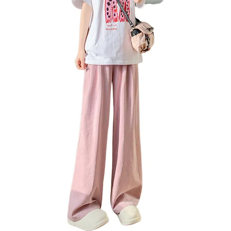 欧迪芬 高街垂感阔腿糯米奶芙山本裤褶皱薄款透气慵懒风宽松百搭休闲裤 女款