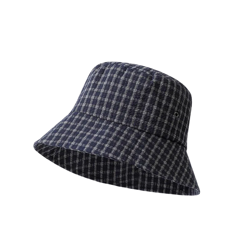 氧气樱桃 日系泡泡格纹薄款休闲时尚百搭文艺显脸小遮阳帽 棉 渔夫帽 男女同款情侣款