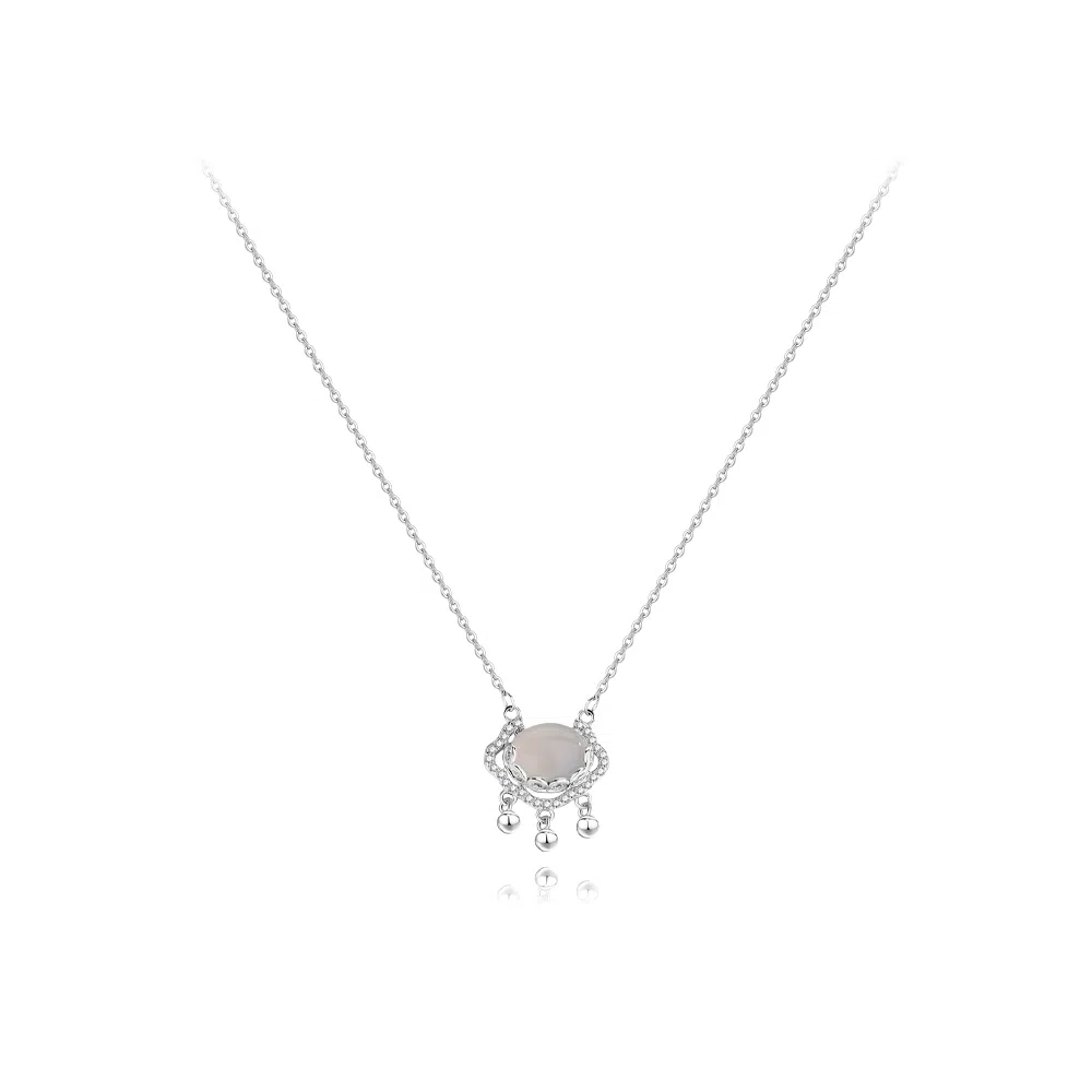 【纯银999】 六桂福珠宝 平安锁 小众设计经典百搭高级感精致简约学生日常时尚轻奢约会通勤温柔气质可调节锁骨链#好运 足银 项链 女款