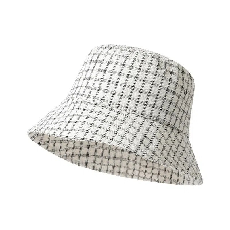 氧气樱桃 日系泡泡格纹薄款休闲时尚百搭文艺显脸小遮阳帽 棉 渔夫帽 男女同款情侣款