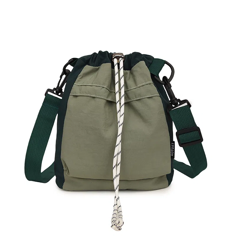 醇龙 百搭抽绳百搭学生简约水桶包潮流 尼龙 斜挎单肩包 男女同款情侣款 多色