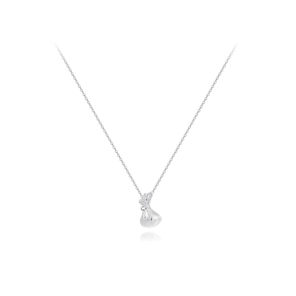 【纯银999】 六桂福珠宝 转运福袋 经典百搭小众设计精致高级感简约学生日常时尚轻奢约会通勤温柔气质可调节锁骨链#好运 足银 项链 女款