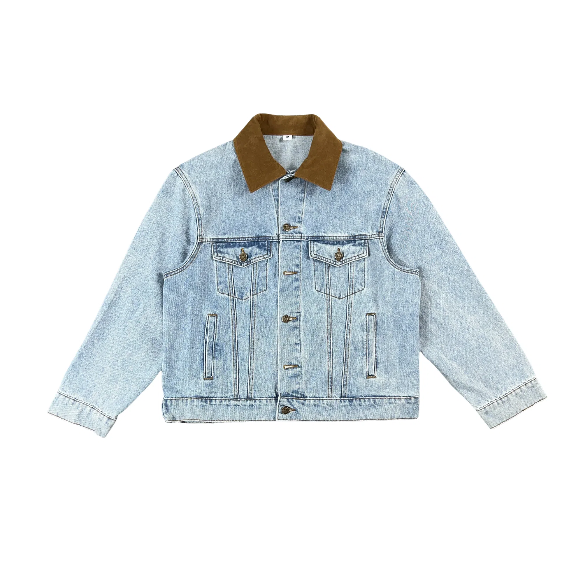 【dme】 美式复古水洗做旧撞色翻领高街小众拼接工装宽松百搭时尚夹克牛仔外套 男女同款