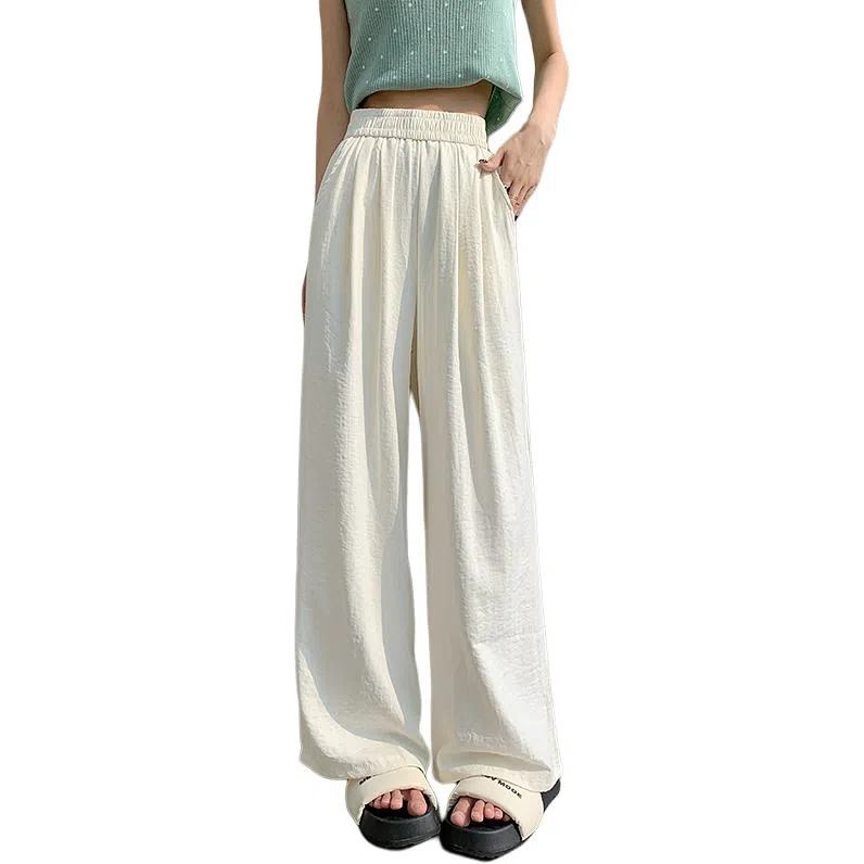 欧迪芬 高街垂感阔腿糯米奶芙山本裤褶皱薄款透气慵懒风宽松百搭休闲裤 女款