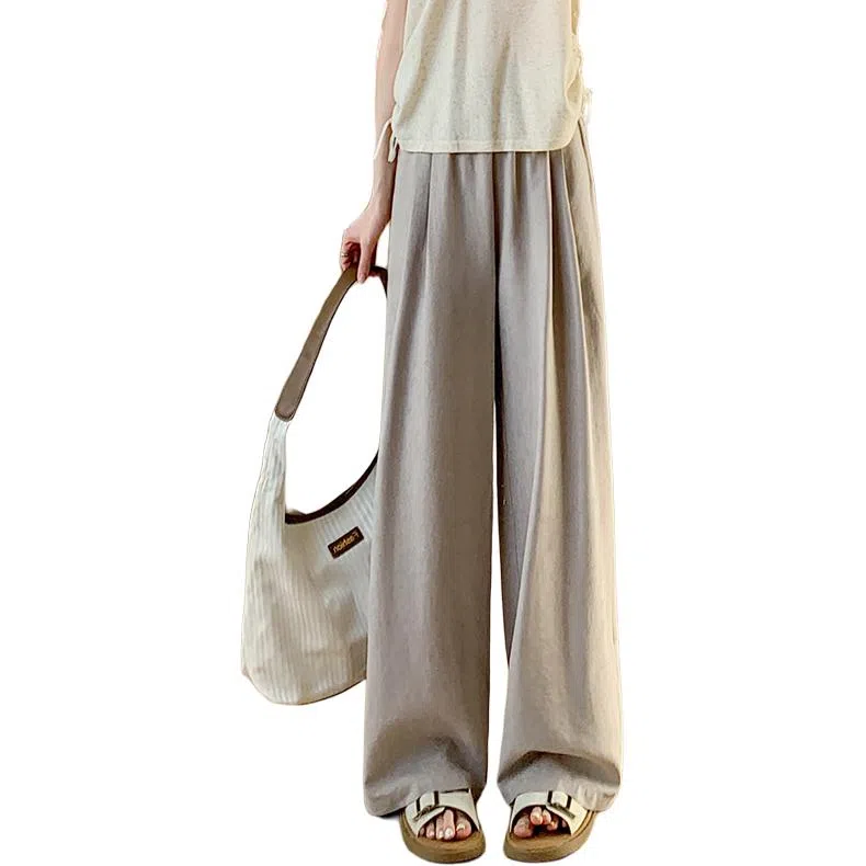 欧迪芬 高街垂感阔腿糯米奶芙山本裤褶皱薄款透气慵懒风宽松百搭休闲裤 女款