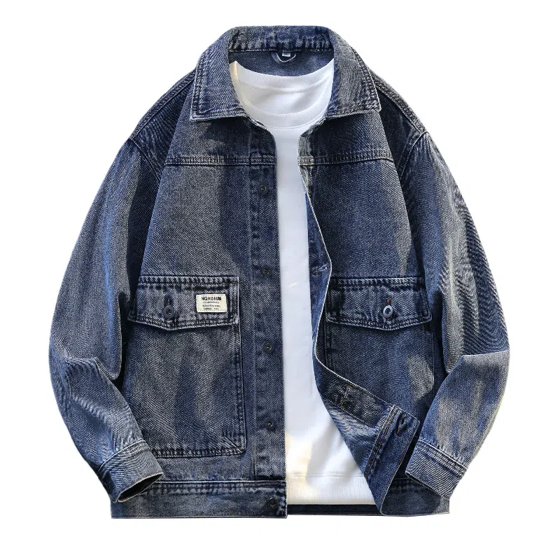 【dme】 美式高街复古水洗口袋翻领单排扣落肩长袖牛仔外套 男女同款