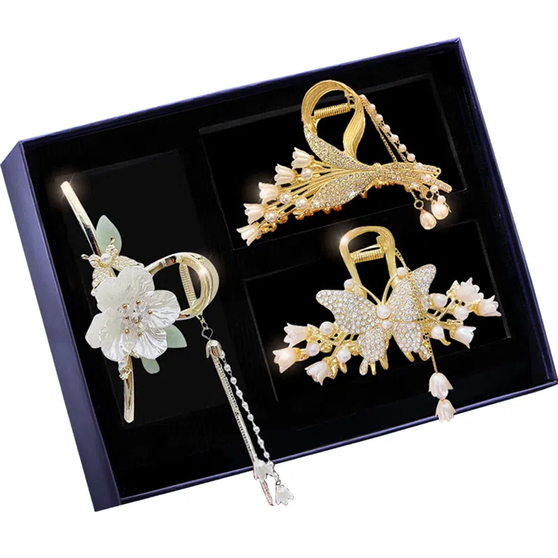 建禄 轻奢蝴蝶麦穗花朵抓夹发饰鲨鱼日常轻奢通勤简约百搭精致高级感优雅气质#好运 合金 发夹 女款