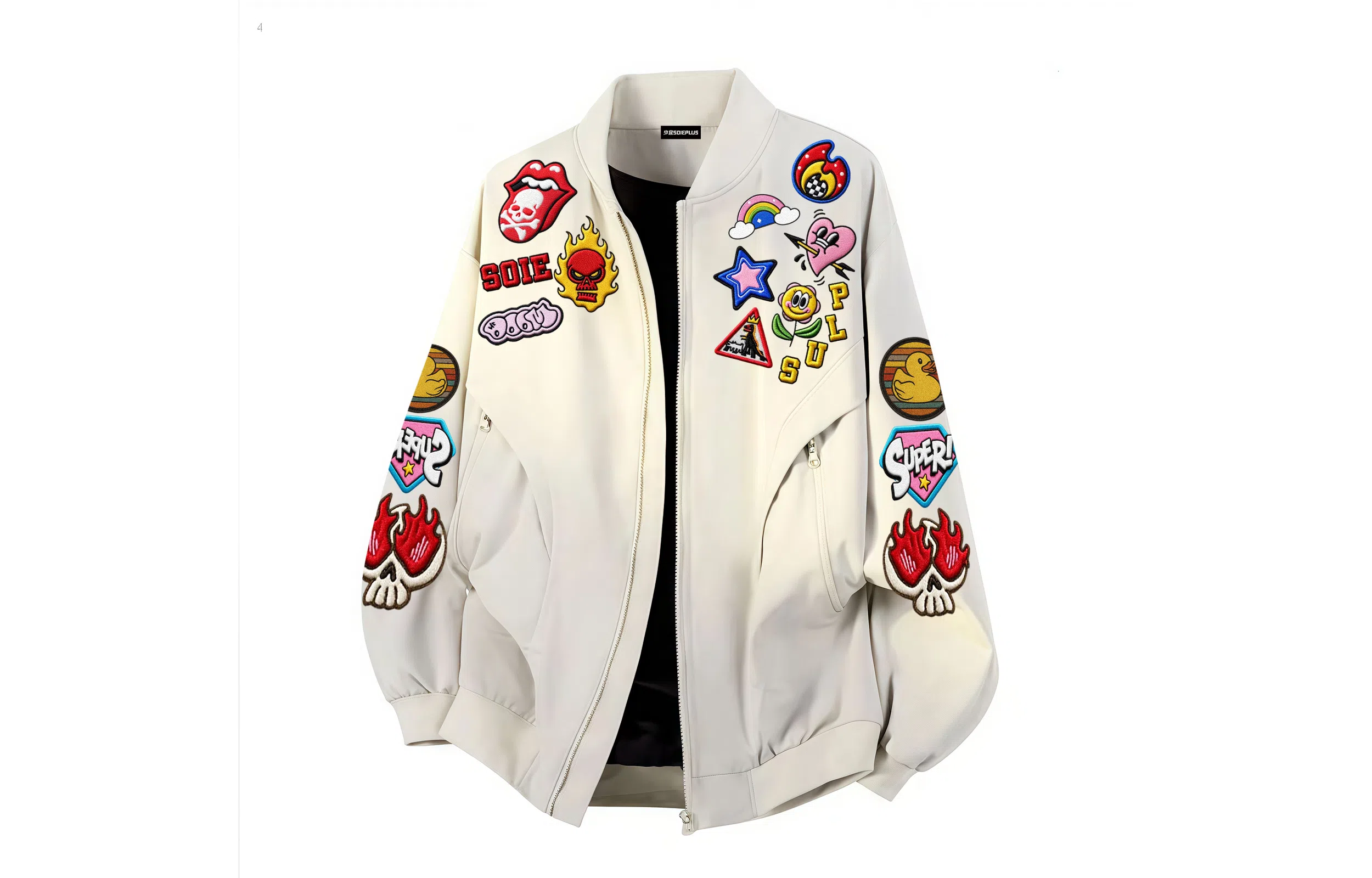 SOIEPLUS Vintage Streetwear Patchwork Jacket