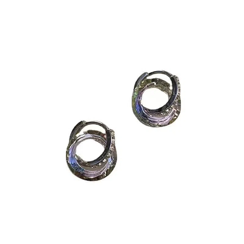 澜耀 双环拼接 幻彩流光 高级感小众设计 铜合金 耳环 女款