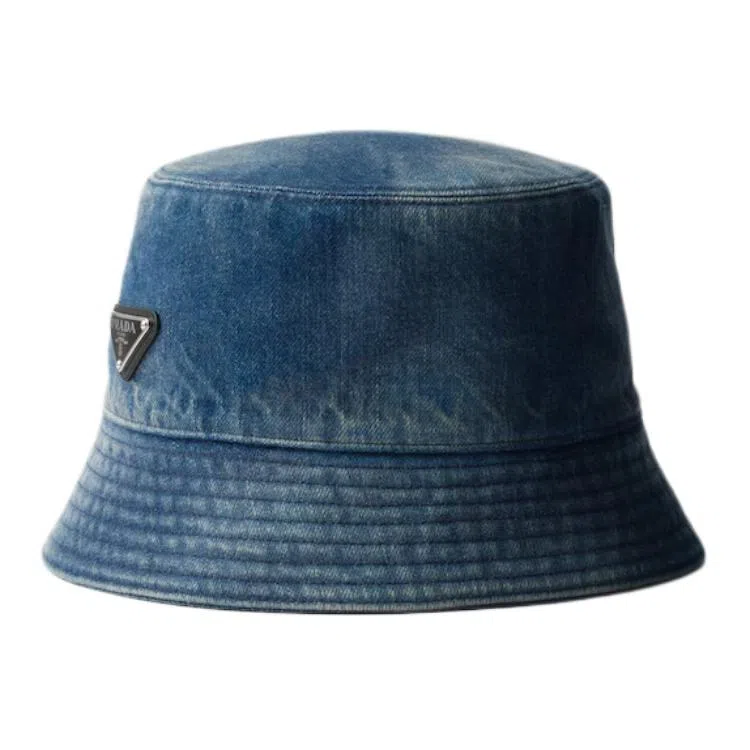 Prada Vintage Denim Cotton Bucket Hat Navy Blue
