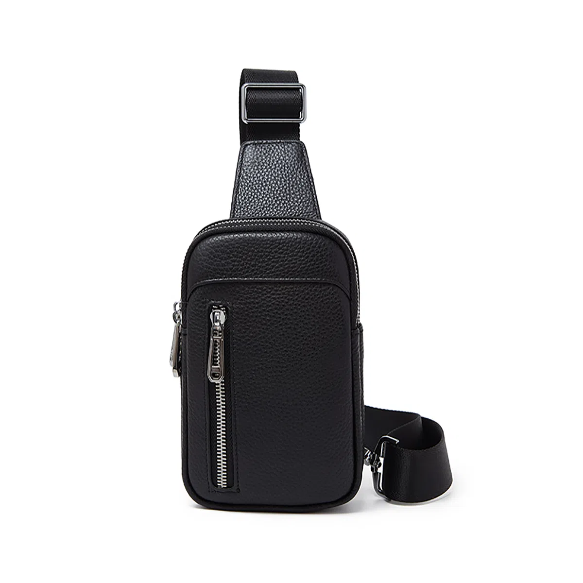 老人头 潮流胸前包通勤百搭高级感 头层牛皮 胸包 常规 男款 黑色