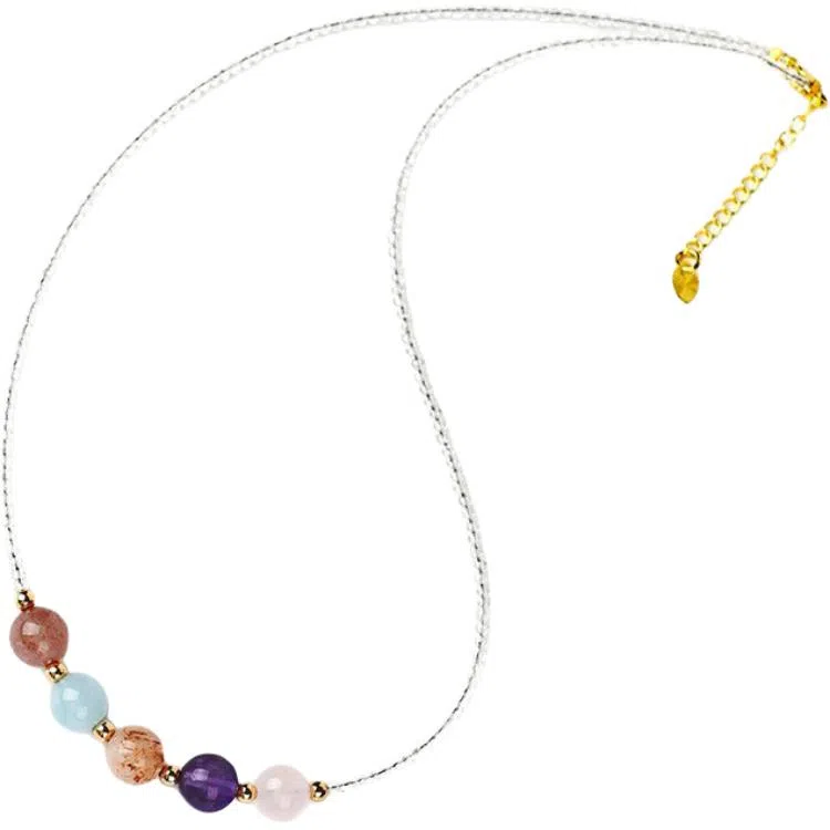 遇点 时尚气质锁骨链 #好运轻奢风百搭优雅华丽简约小众高级感设计小巧项饰品天然 白水晶 项链 女款