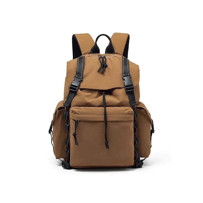 老人头 大容量登山骑行实用轻便通勤百搭背包 织物 双肩包 常规 男女同款情侣款 岩土棕