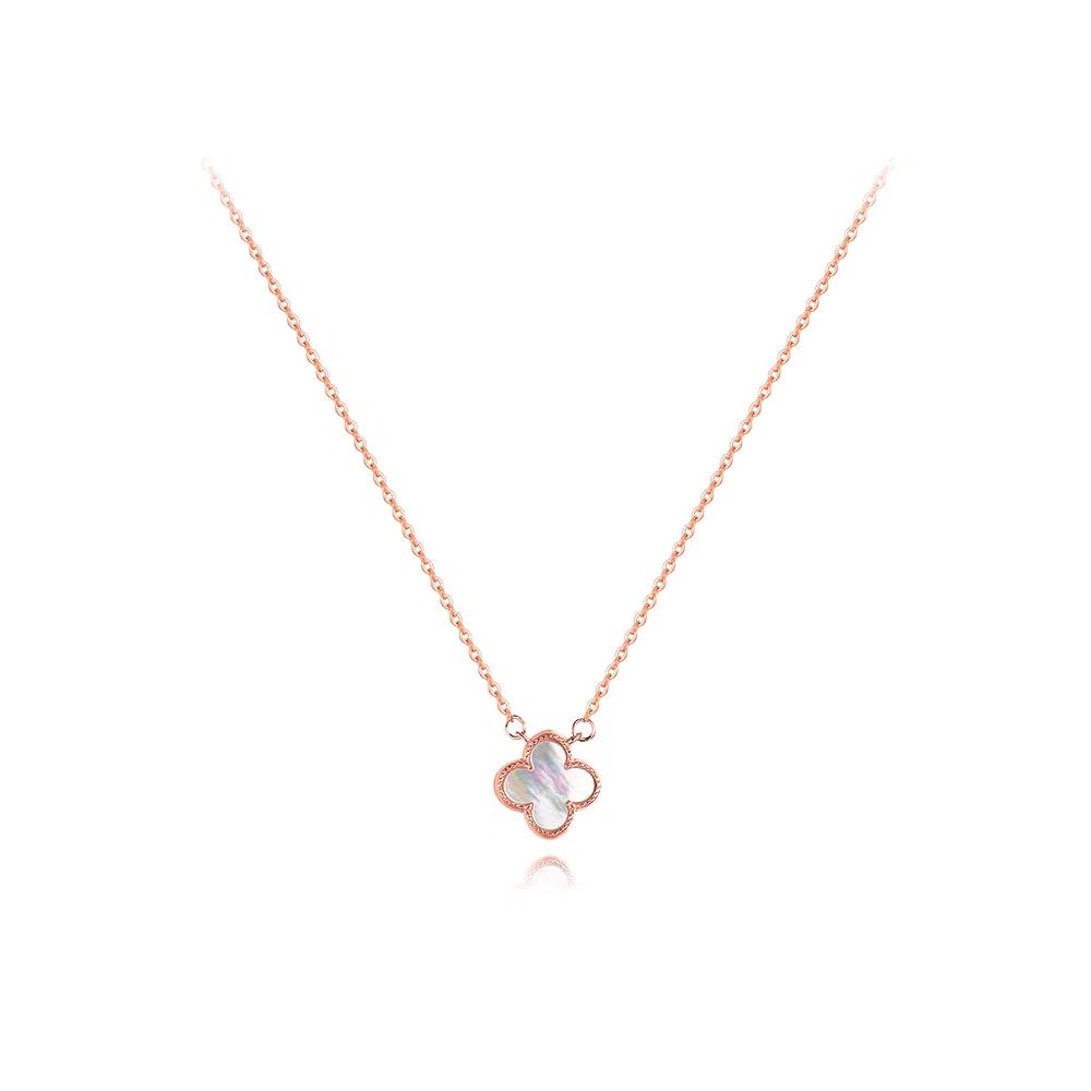 【纯银999】 六桂福珠宝 四叶草 经典百搭小众设计高级感学生日常精致简约轻奢转运约会通勤温柔气质可调节锁骨链 足银 项链  女款