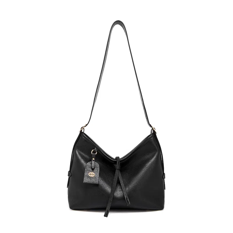 红蜻蜓 复古简约实用经典百搭气质 牛皮拼合成革 腋下单肩包 女款 黑色/棕色