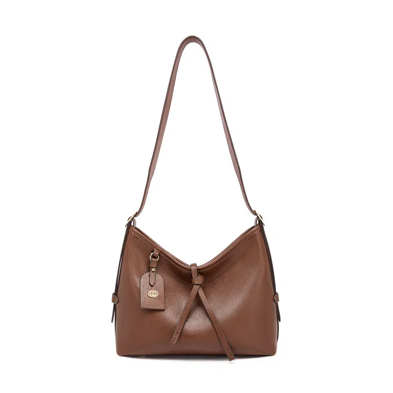 红蜻蜓 复古简约实用经典百搭气质 牛皮拼合成革 腋下单肩包 女款 黑色/棕色