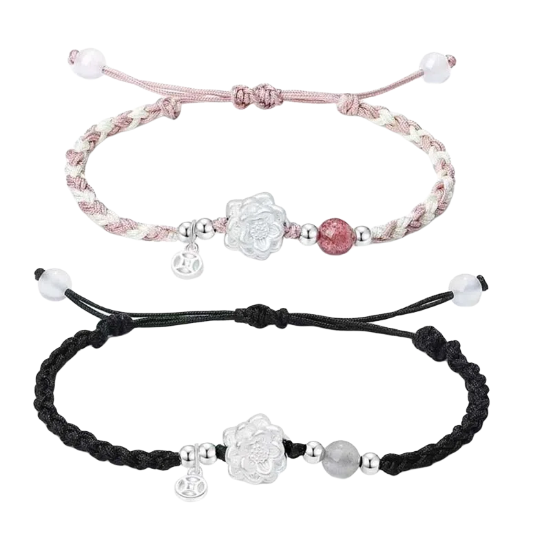 【999纯银 】 色菲尔 新中式莲莲招财 小众设计小清新招财纳福转运珠事业顺利上岸时尚日常通勤百搭可调节#好运 织物 手绳 男女同款情侣款
