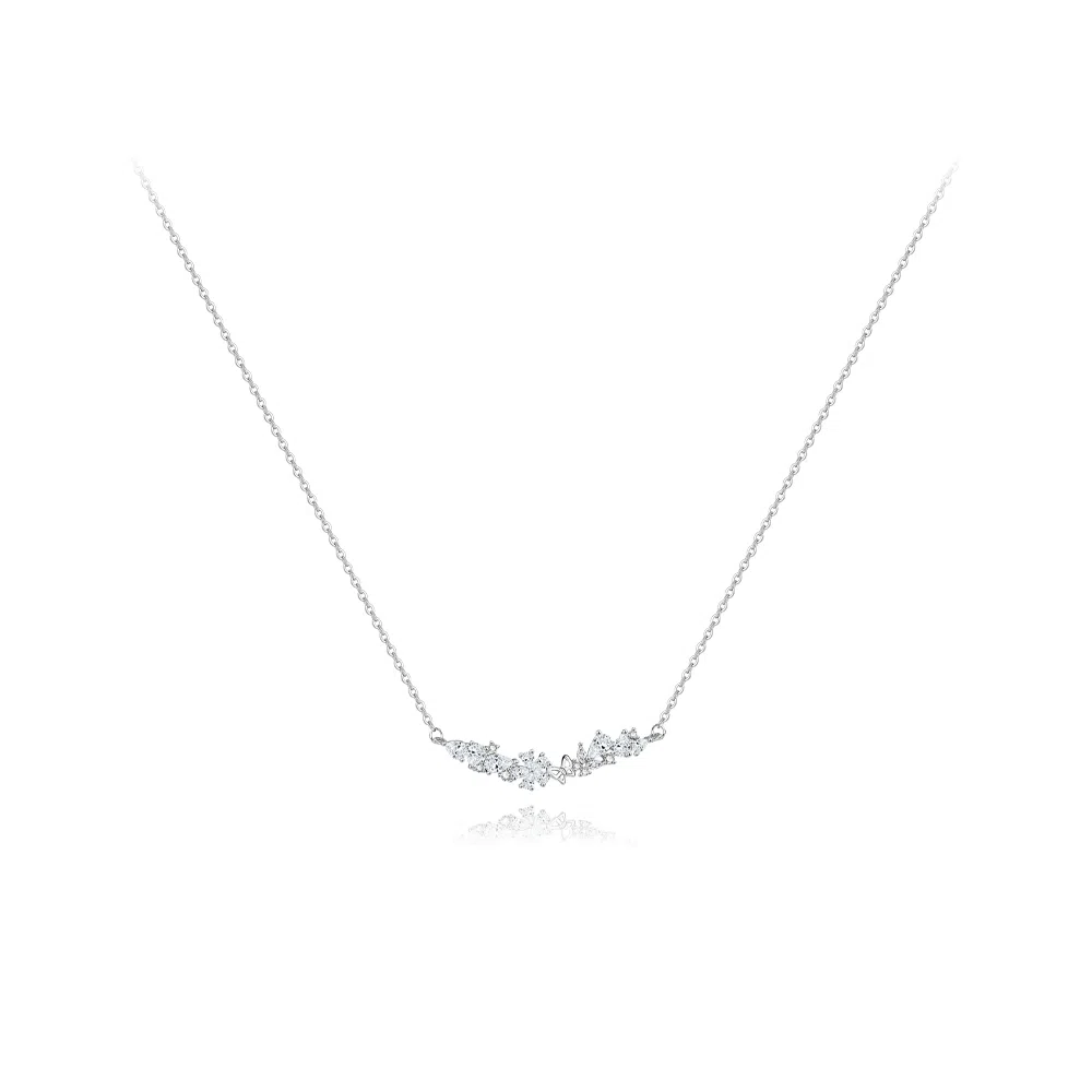 【纯银999】 六桂福珠宝 紫藤花开 小众设计百搭经典高级感学生日常精致简约轻奢转运约会通勤温柔气质可调节锁骨链 足银 项链 女款