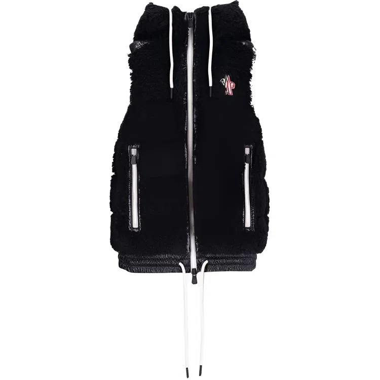 Moncler Logo Mid-Length Hooded Vest Black