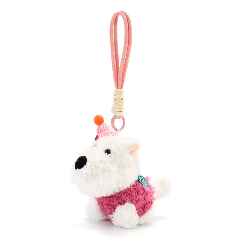 如花梦 可爱满分 西高地小狗包包挂饰卡通潦草小狗公仔 毛绒 钥匙扣 男女同款情侣款