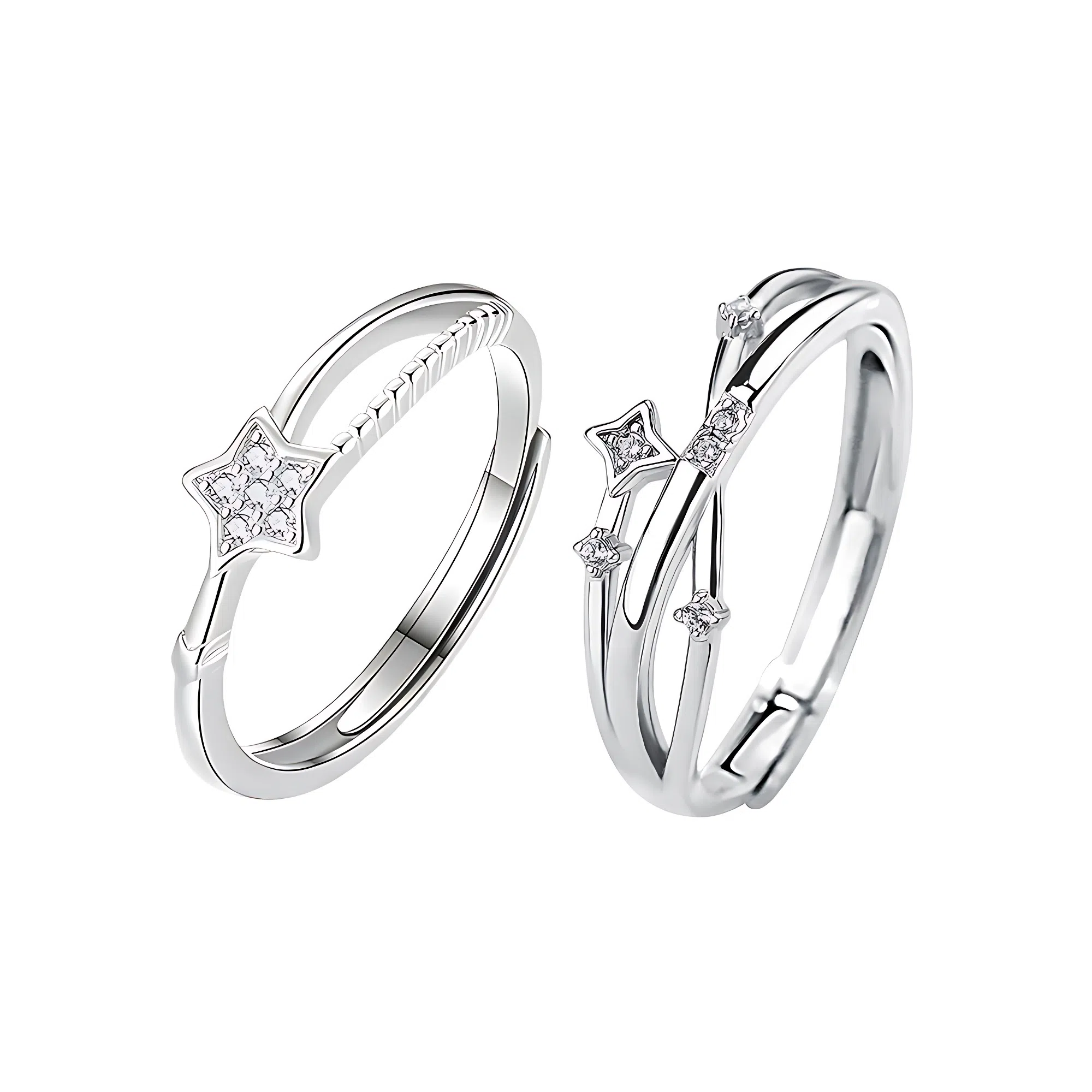 希遇 流隙粉钻爱心轻奢小众设计百搭高级感甜美学生食指指环开口可调节礼盒款好运 合金 戒指 男女同款情侣款