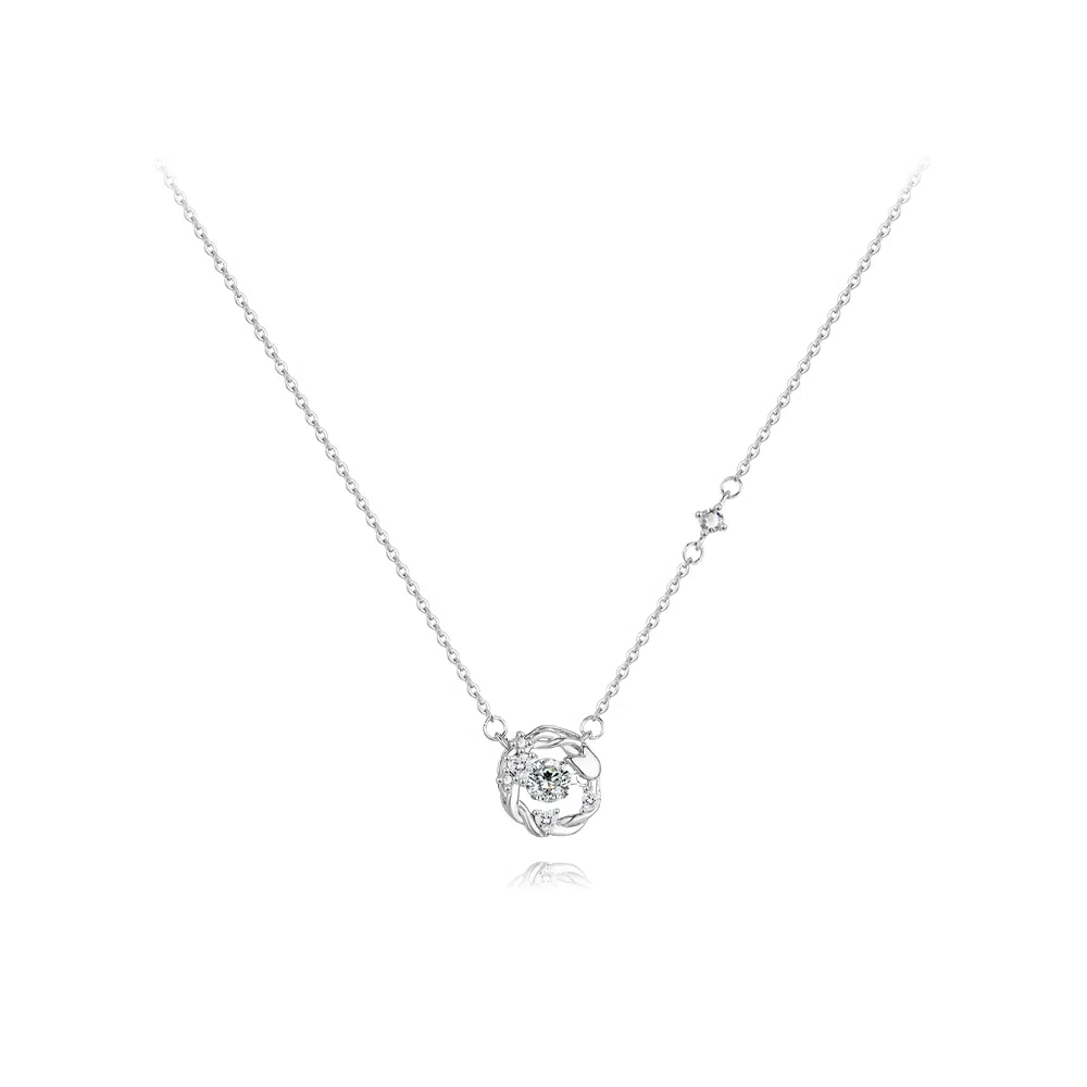 【纯银999】 六桂福珠宝 星月系列 小众设计经典百搭高级感学生日常精致简约轻奢转运约会通勤温柔气质可调节锁骨链#好运 足银  项链 女款