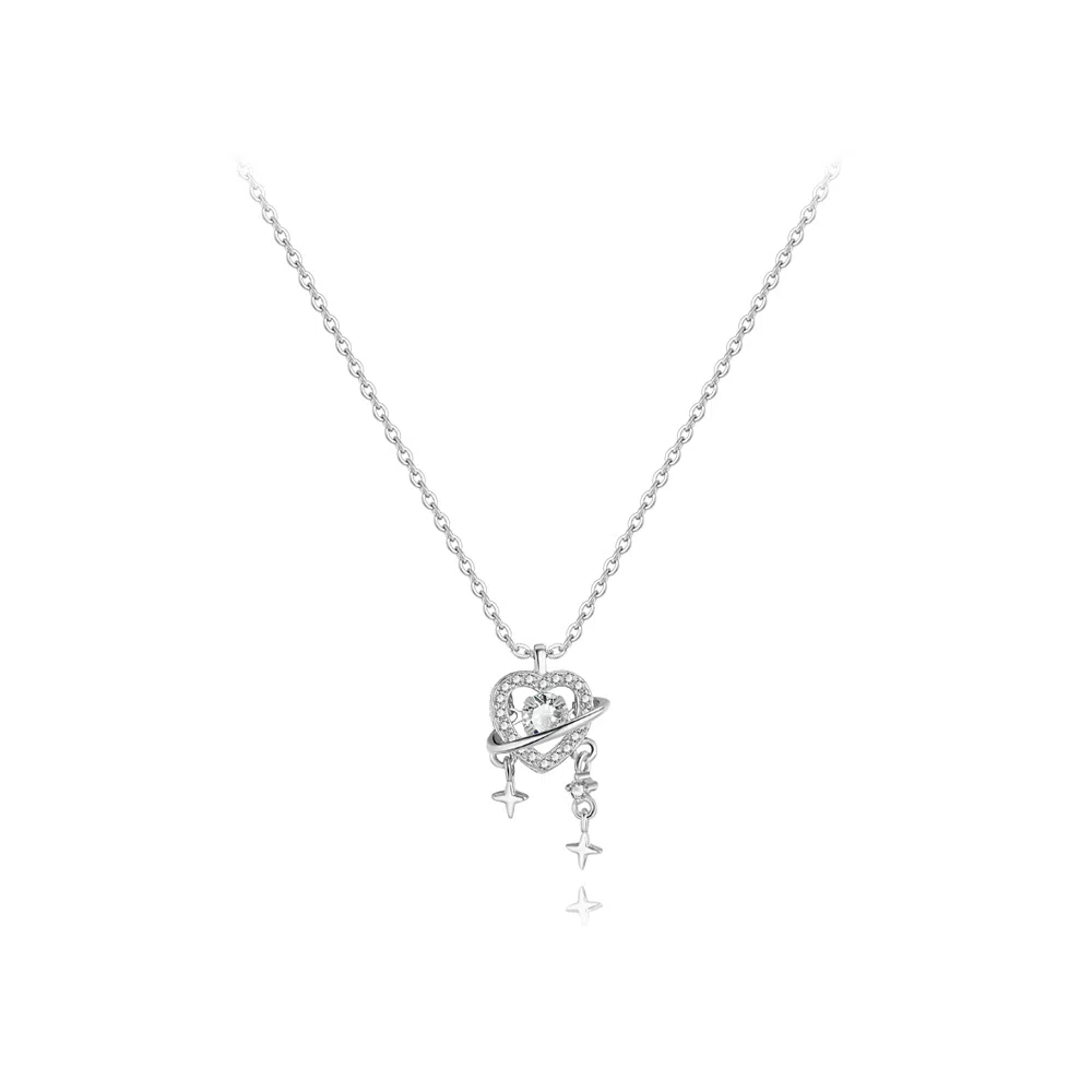 【纯银999】 六桂福珠宝 爱心 经典百搭小众设计学生日常高级感简约精致轻奢转运约会通勤温柔气质可调节锁骨链  足银 项链 女款