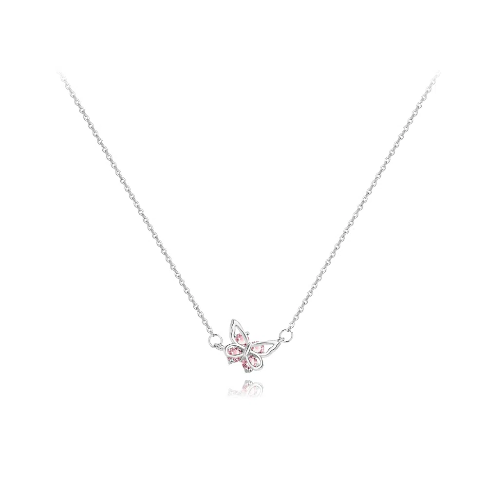 【纯银999】 六桂福珠宝 蝴蝶 经典百搭小众设计学生日常高级感简约精致轻奢转运约会通勤温柔气质可调节锁骨链#好运 足银 项链 女款