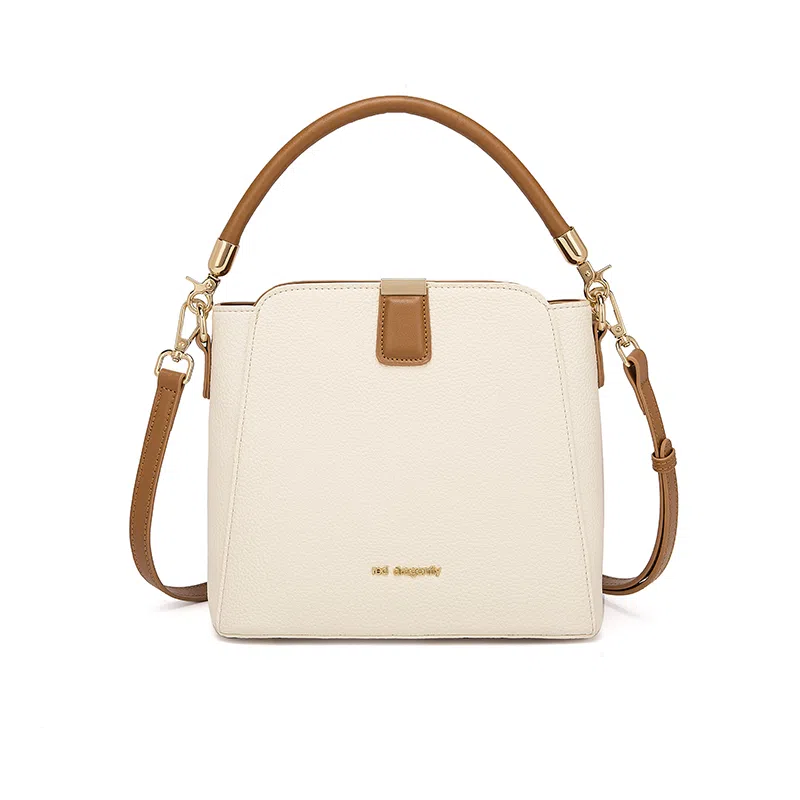 红蜻蜓 经典小香风时尚百搭小众设计气质日常通勤 牛皮 单肩斜挎手提包 常规 女款 棕米白