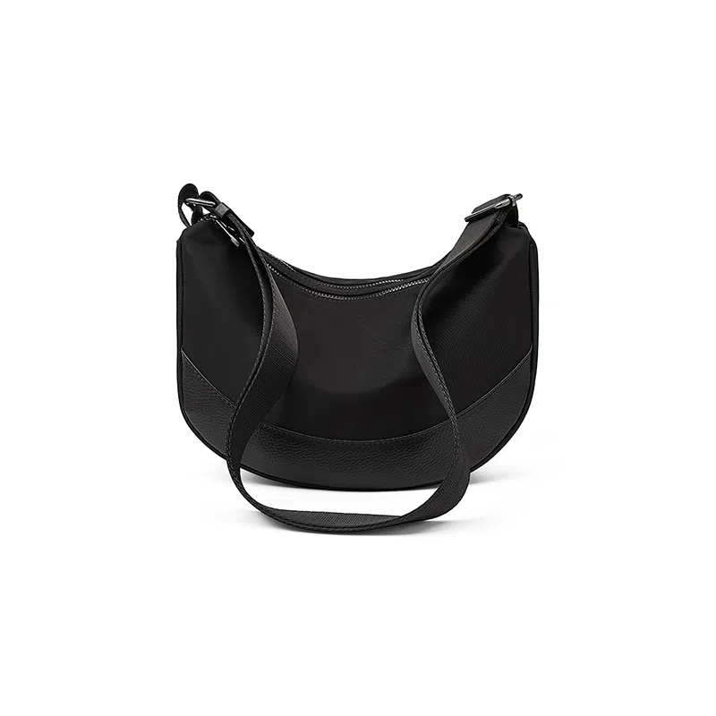 老人头 简约时尚百搭小众通勤轻便 织物 单肩包 常规 女款 黑色