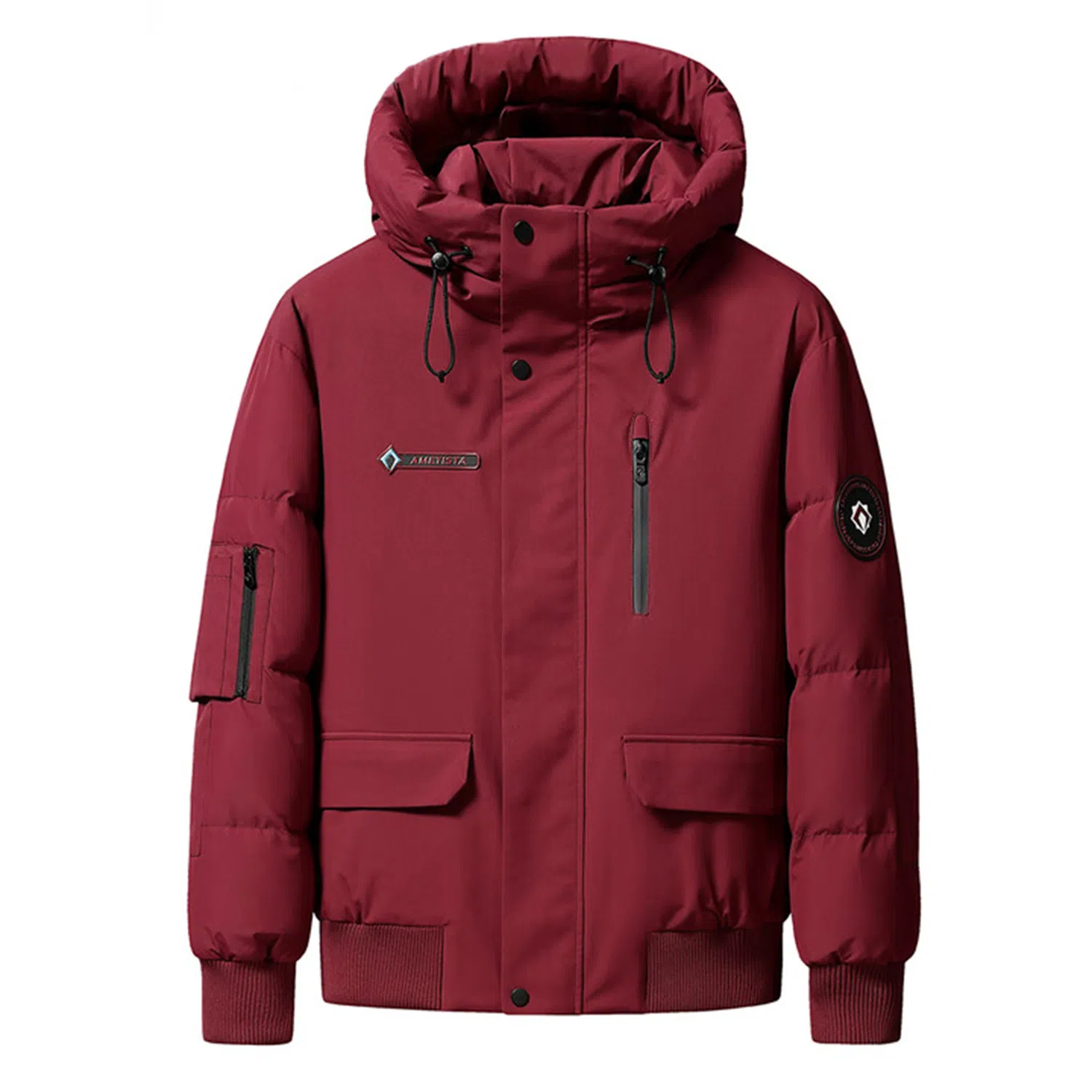 鸭鸭 紫钻系列连帽工装户外风休闲保暖纯色时尚简约短款羽绒服 男女同款