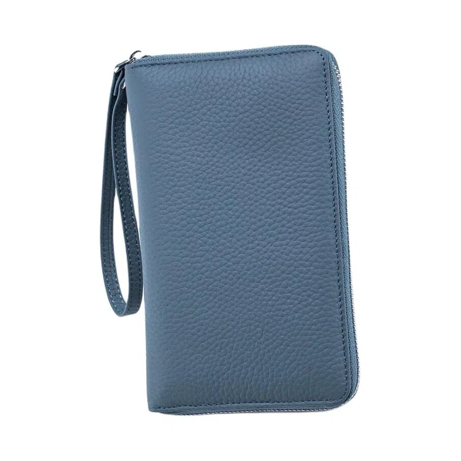 掐尖 多功能长款纯色高级通勤 头层牛皮 护照包 常规 男女同款情侣款 多色