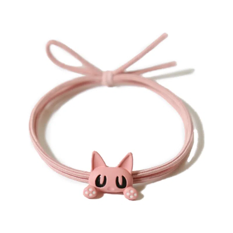【大眼小萌猫百搭】 攸委 可爱俏皮小黑猫头绳学生少女甜美日韩扎马尾橡皮筋 锦纶 高弹力男友情侣一对两用发绳发圈扎头可调节 女款