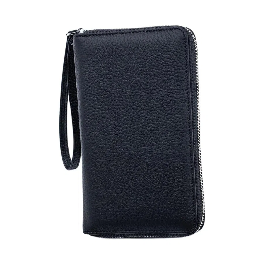 掐尖 多功能长款纯色高级通勤 头层牛皮 护照包 常规 男女同款情侣款 多色