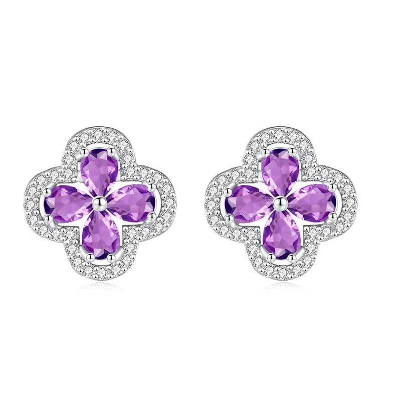 【925银养耳】四叶草 老凤祥 甜美糖果 轻奢时尚高级感显气质 日常通勤百搭耳洞耳饰耳环#好运天然 紫水晶 耳钉 女款