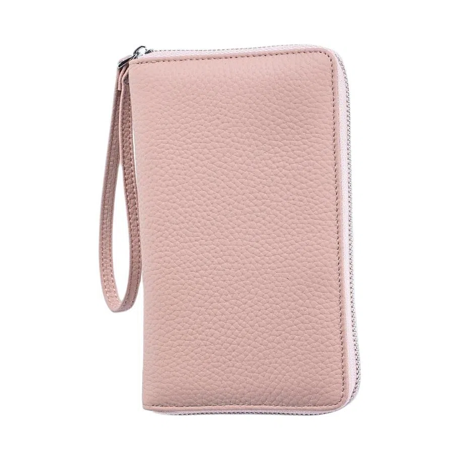 掐尖 多功能长款纯色高级通勤 头层牛皮 护照包 常规 男女同款情侣款 多色