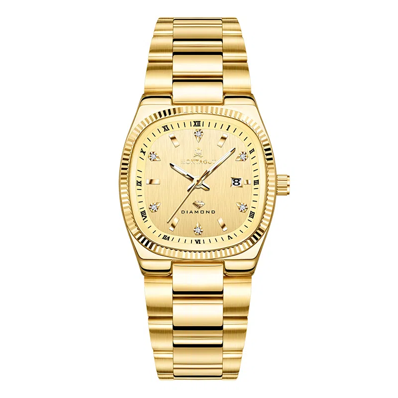 梦特娇 小众潮流时尚高颜值商务休闲百搭 石英机芯 钢表带 国表 女表 白色表盘 防水夜光