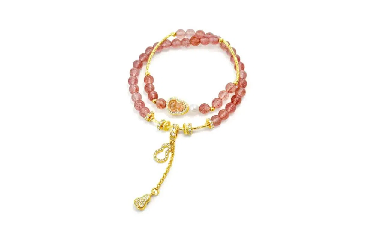 百利金 招财福禄 吉祥纳福顺遂如意国潮复古新中式精致轻奢优雅气质经典百搭小众设计葫芦转运珠手饰#好运 粉水晶 手串 男女同款情侣款