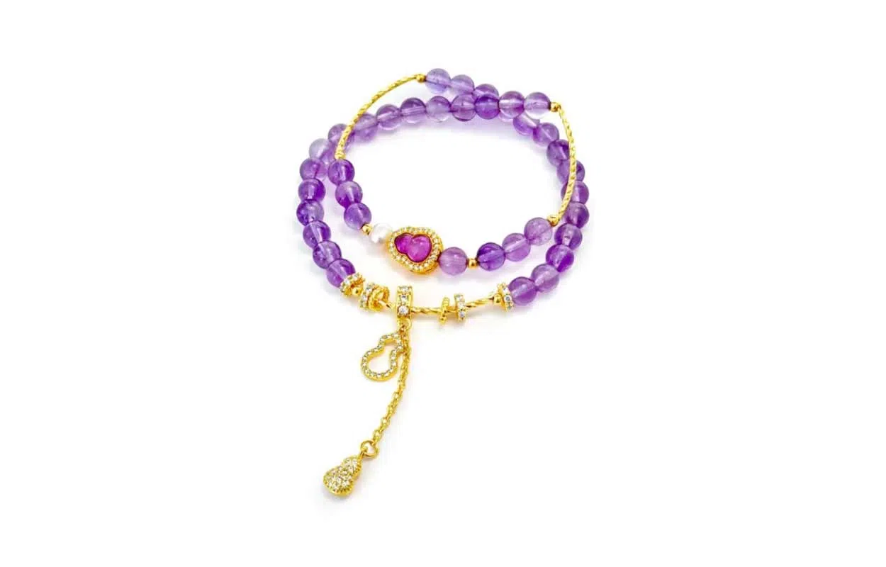 百利金 招财福禄 吉祥纳福顺遂如意国潮复古新中式精致轻奢优雅气质经典百搭小众设计葫芦转运珠手饰#好运 粉水晶 手串 男女同款情侣款