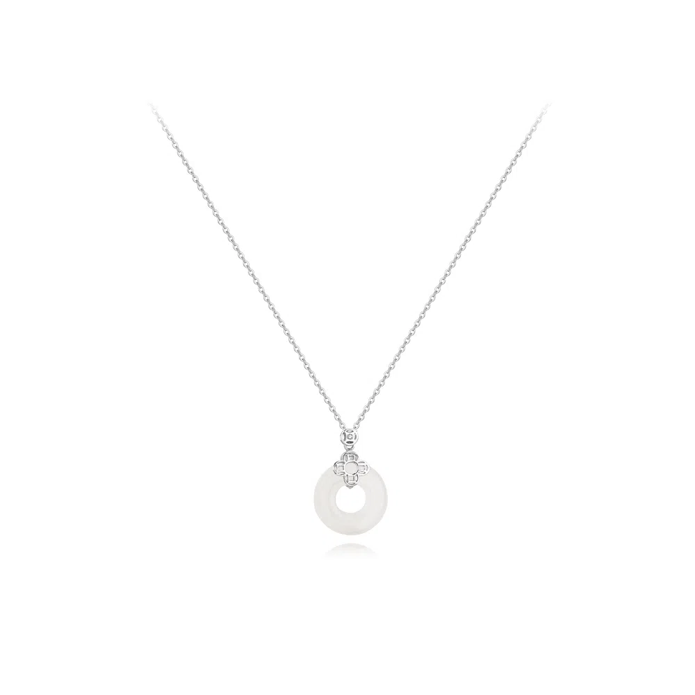 【纯银999】 六桂福珠宝 平安扣 小众设计经典百搭日常简约高级感精致轻奢极简通勤温柔气质可调节锁骨链#好运 足银 项链 女款