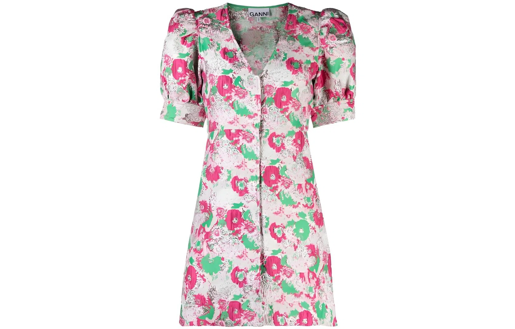 GANNI FW22 Floral Print Short Sleeve Dress