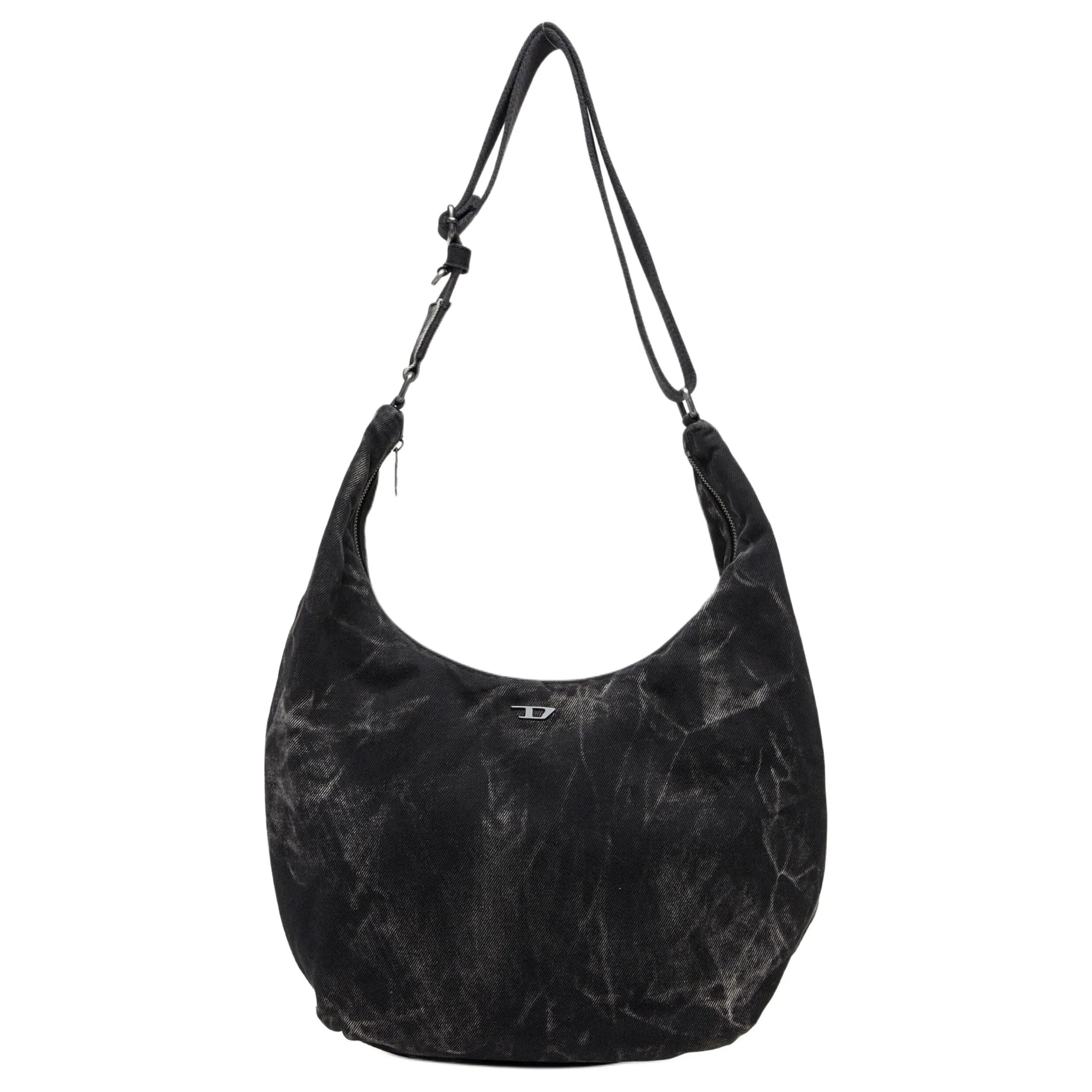 DIESEL Rave Adjustable Strap Cotton Shoulder Bag Black