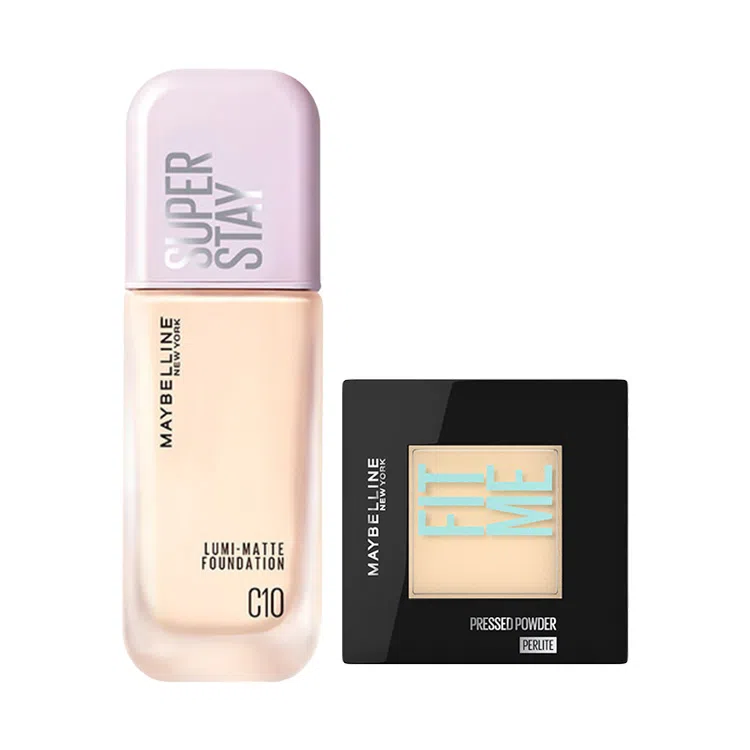 美宝莲 轻亲粉底液粉饼彩妆套装 自然无瑕