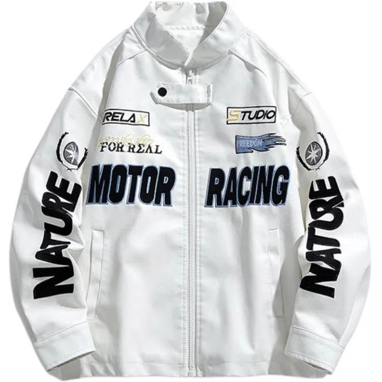 特斯型 美式街头复古痞帅高级感潮牌飞行夹克机车服透气皮衣外套 男女同款