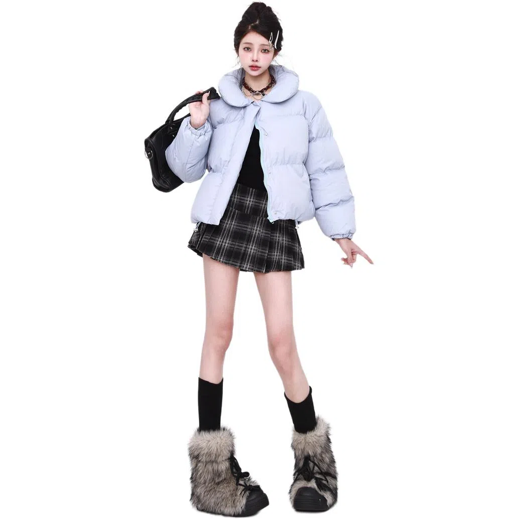 柏黛妃 娃娃领短款小个子加厚面包服外套棉服 女款