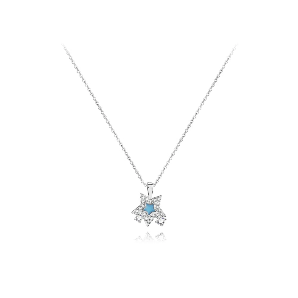 【纯银999】 六桂福珠宝 星星 小众设计经典百搭日常简约高级感精致轻奢极简通勤温柔气质可调节锁骨链 足银 项链 女款